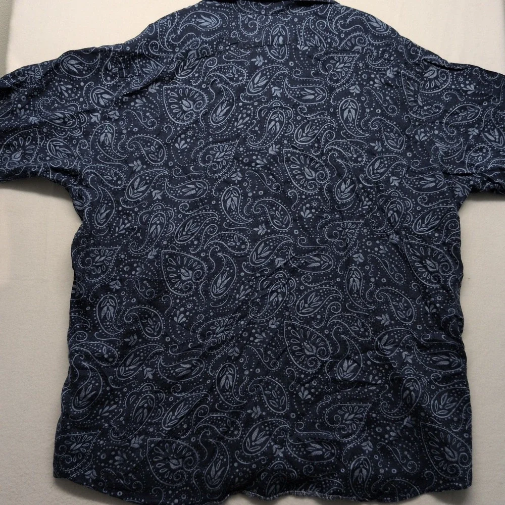Polo Ralph Lauren Shirt Linen Paisley Cambridge Blue Half Button Pullover Sz 2XL